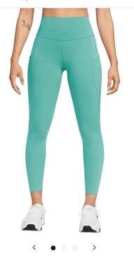 NEW Nike One Women's High-Waisted 7/8 Leggings with Pockets in Green Frost